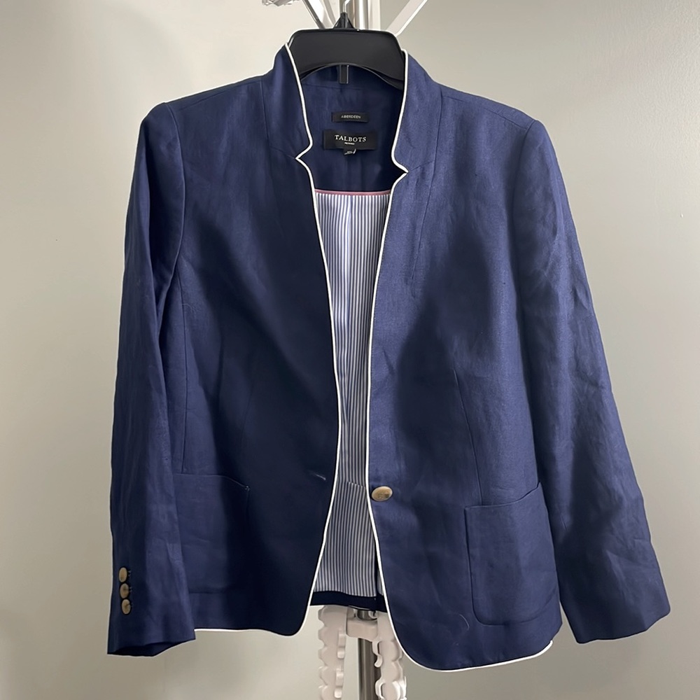 Talbots one button linen blazer, NWOT